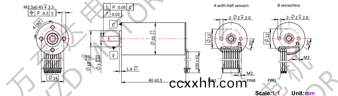 OT-ECS2040无(wu)槽(cao)无刷直(zhi)流(liu)电机(ji)-空心(xin)杯(bei)电机(ji)-万(wan)至达(da)电机