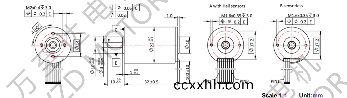OT-ECS 2232无(wu)槽无(wu)刷直(zhi)流电(dian)机-空(kong)心(xin)杯(bei)电机(ji)-万至(zhi)达(da)电机