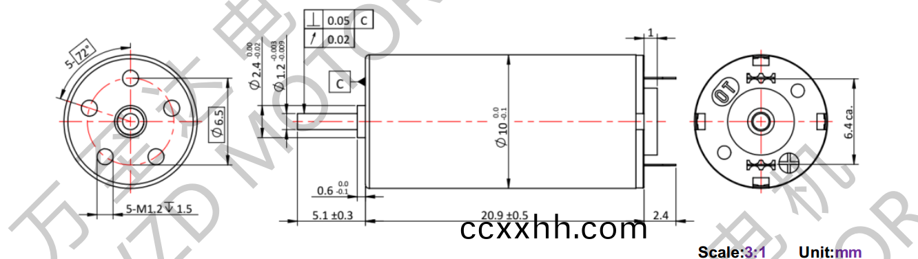 OT-CM1020石(shi)墨(mo)刷空心(xin)杯(bei)电(dian)机-万(wan)至达(da)电机