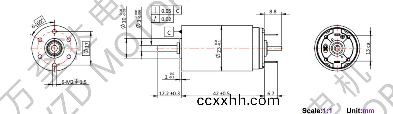 OT-CM2342石(shi)墨(mo)刷(shua)空(kong)心杯电(dian)机(ji)-万(wan)至达电机