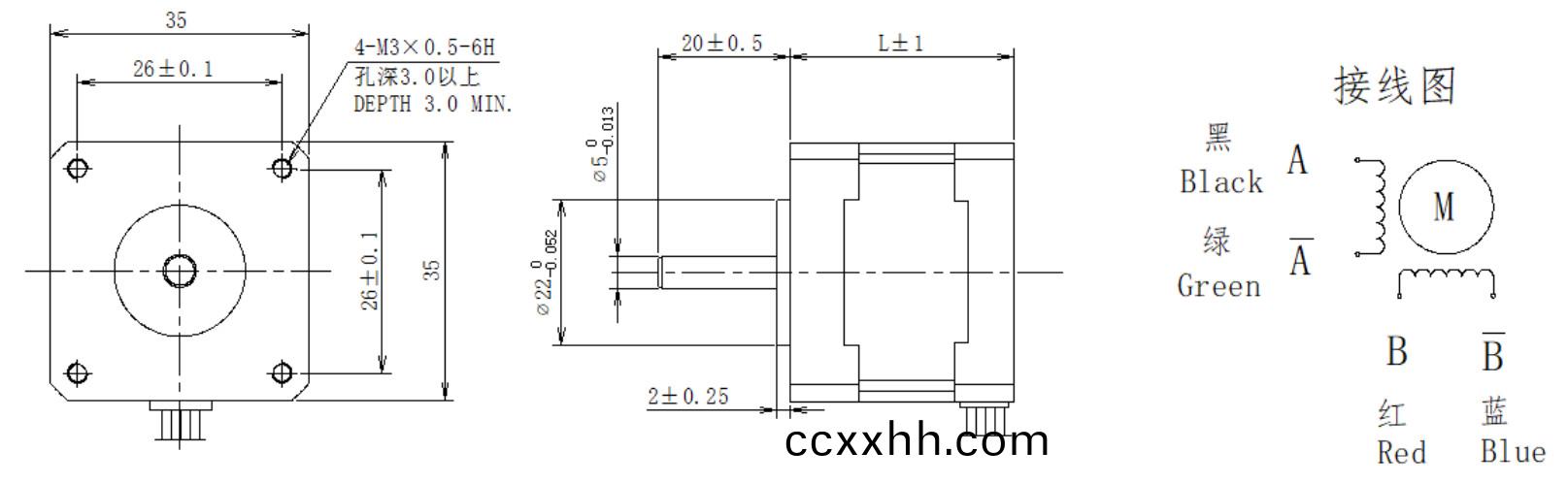 35系列0.9°两相开环步进电机结构