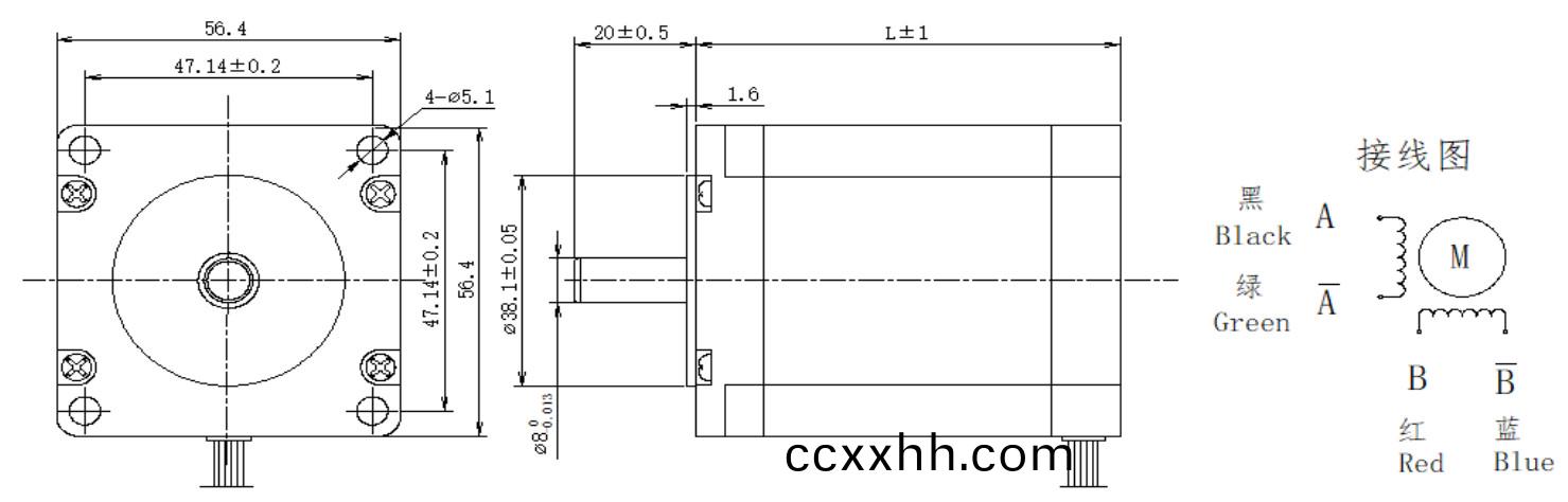 57系列1.8°两相开环步进电机结构