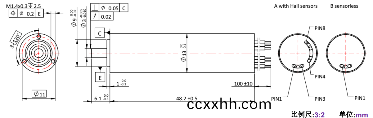 ECS 高速(su) 1348空心(xin)杯无刷电机-万至达电机