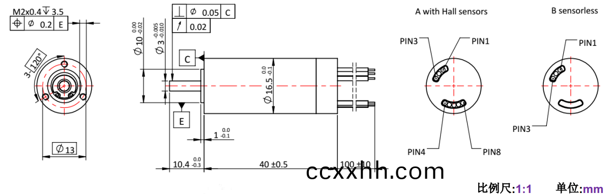ECS 高速 1640空心杯无刷电机-万至达电机(ji)
