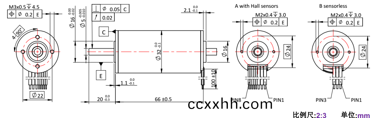 ECS-4P 3266 2对极空心(xin)杯(bei)无(wu)刷(shua)电机(ji)-万(wan)至达电(dian)机