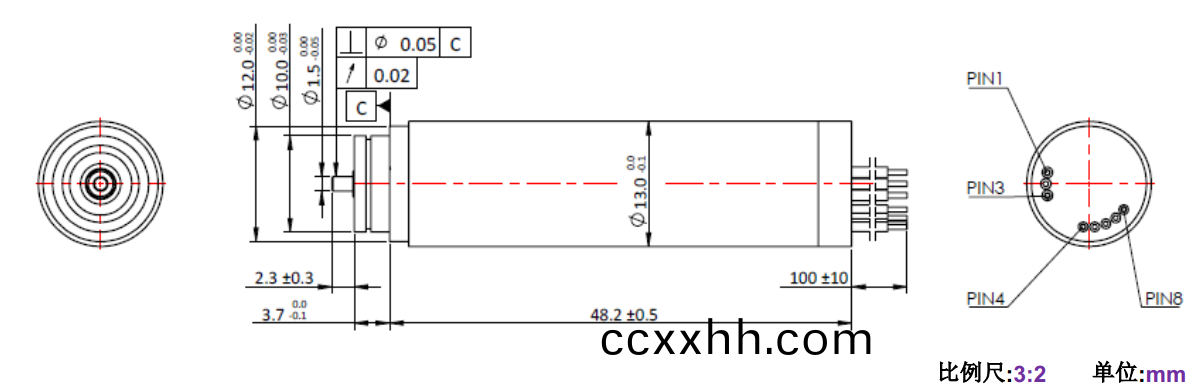 ECS 1348 内(nei)置编(bian)码(ma)器空(kong)心杯(bei)电机(ji)-万(wan)至达(da)电(dian)机