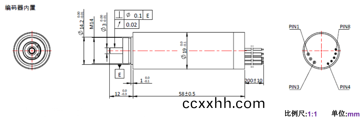 ECS 1958 内置编码器空心杯电机-万至达电机