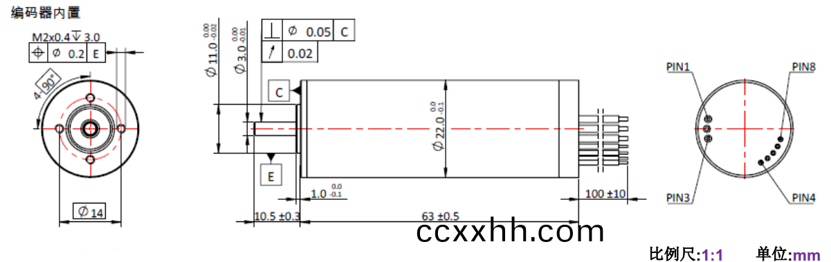 ECS 2263 内置编码器(qi)空(kong)心(xin)杯电机-万(wan)至(zhi)达(da)电(dian)机(ji)